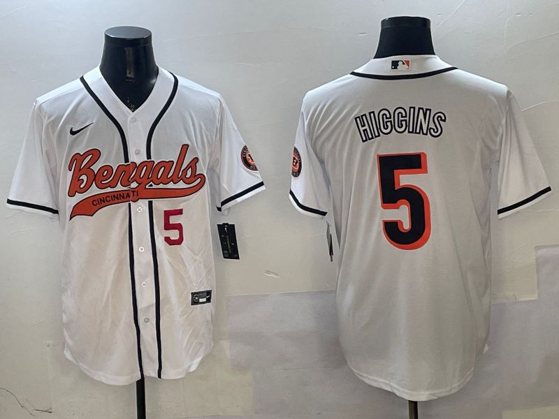 Men Cincinnati Bengals #5 Hiccins White Joint Name 2025 Nike Limited NFL Jersey style 3